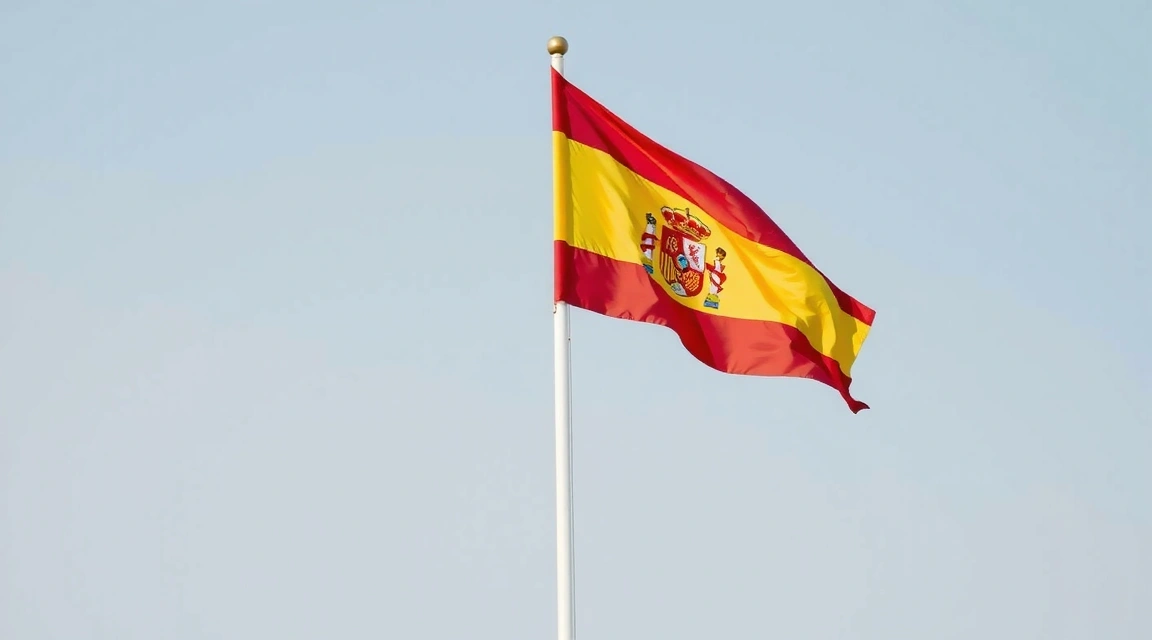 Bandera de España ondeando suavemente, simbolizando la jurisdicción legal y la ley aplicable